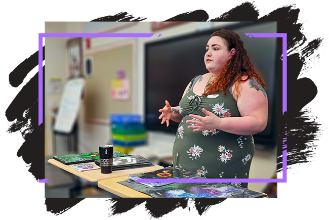 Bri teaching a youth class about art